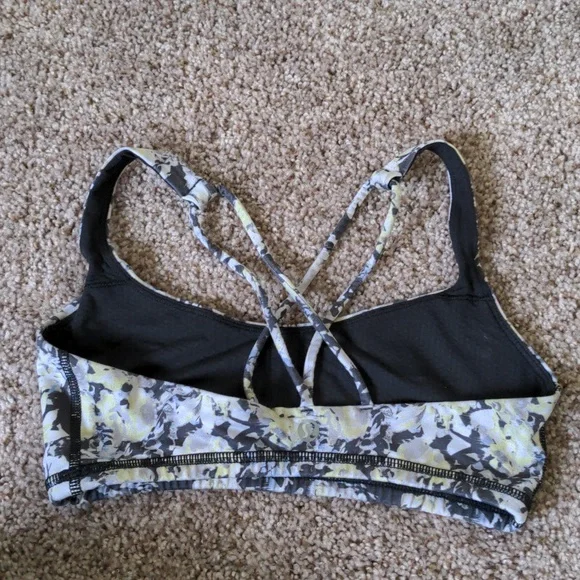 Lululemon Free To Be BraCrosscourt Petal Black Clarity Yellow - Picture 2 of 5